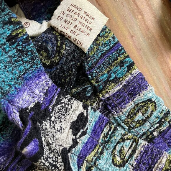 Patchwork Print Maxi Skirt 2pc Set with Top Crinkle Fabric Casual Studio - Picture 7 of 8